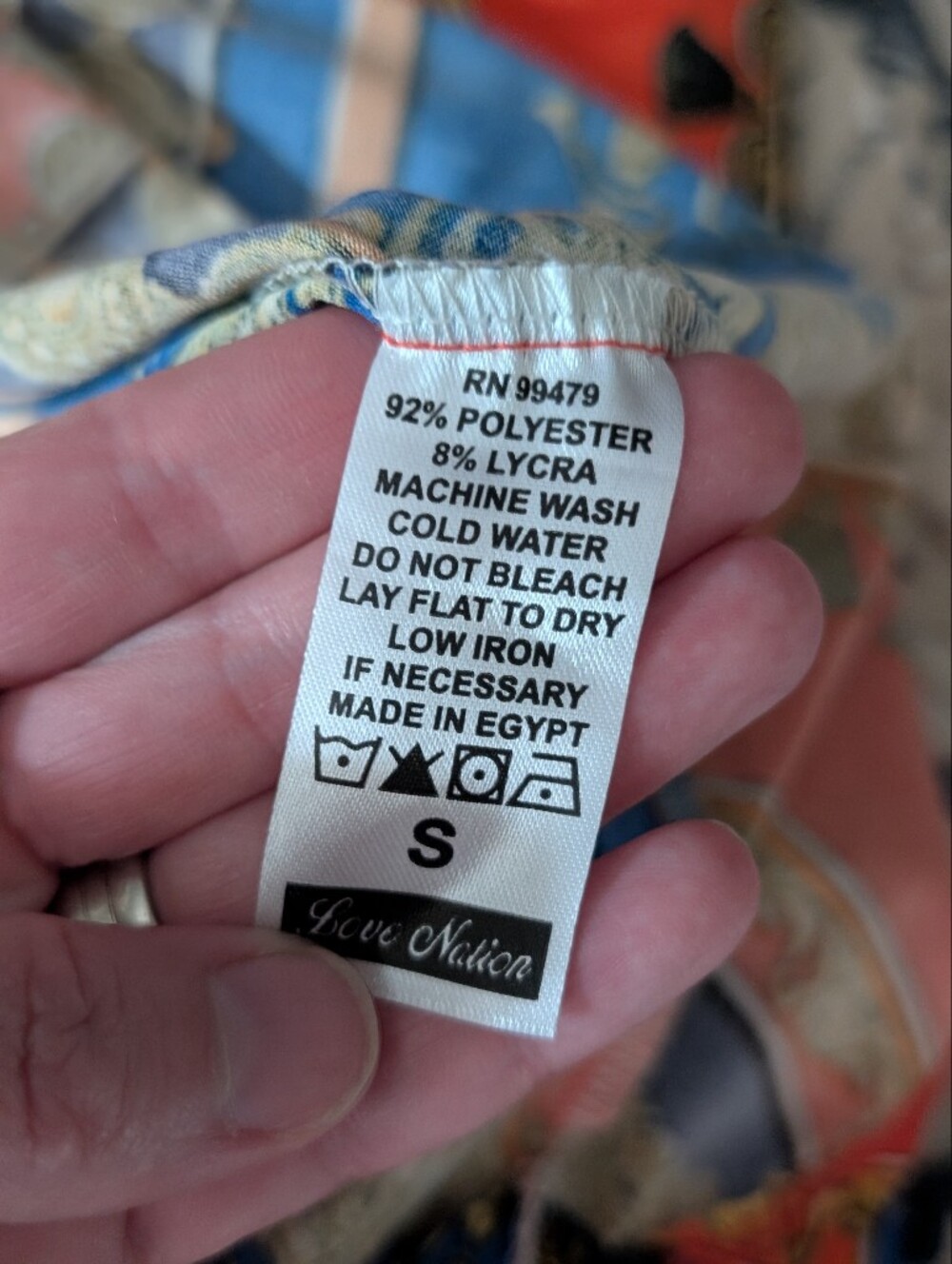 Love Nation Baroque Scarf Print Maxi Dress Size Small Orange Blue Strappy Back - Picture 7 of 7
